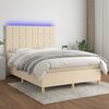 vidaXL Sommier &agrave; lattes de lit et matelas et LED Cr&egrave;me 140x190cm Tissu