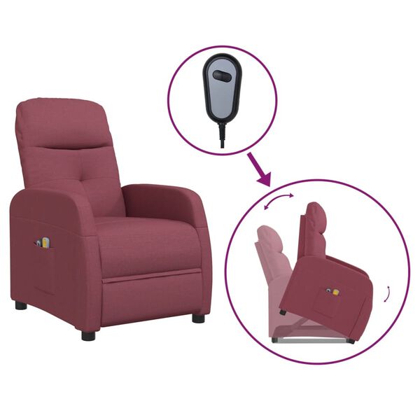 vidaXL Fauteuil de massage Rouge bordeaux Tissu