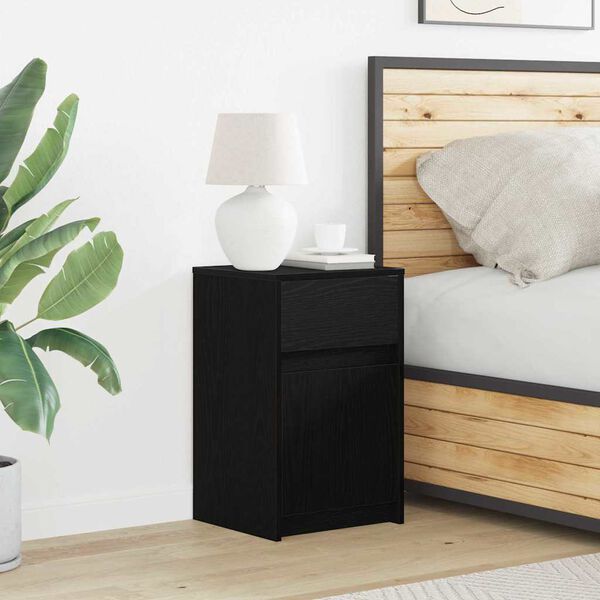 vidaXL Armoire de chevet LED 2 pcs Ch&ecirc;ne noir 38 x 34 x 61 cm