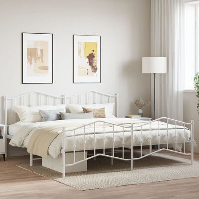 vidaXL Cadre de lit métal sans matelas et pied de lit blanc 193x203 cm