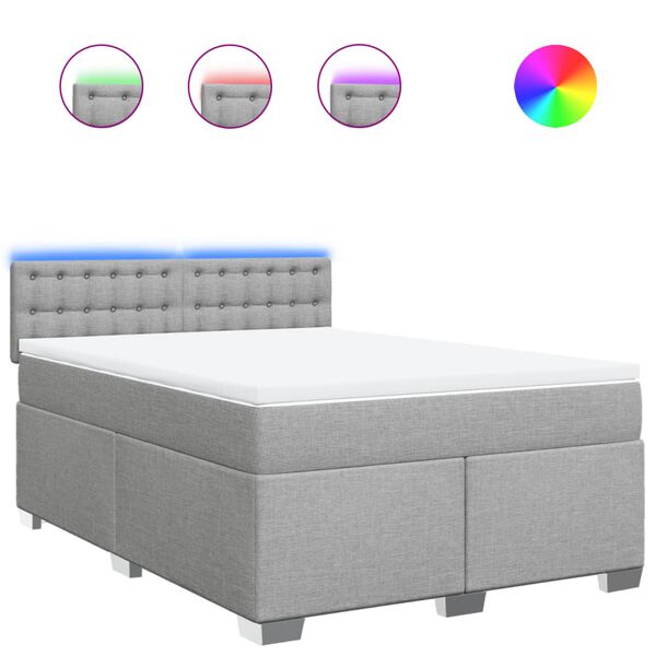 vidaXL Sommier &agrave; lattes de lit avec matelas Gris clair 160x200cm Tissu