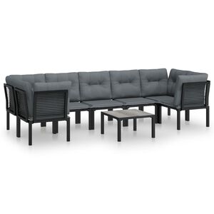 vidaXL Salon de jardin 8 pcs noir et gris r&eacute;sine tress&eacute;e