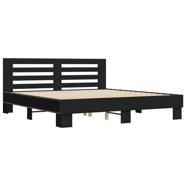 vidaXL Cadre de lit sans matelas noir 200x200 cm