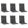 vidaXL Coussins de chaise &agrave; dossier bas lot de 6 anthracite m&eacute;lang&eacute;