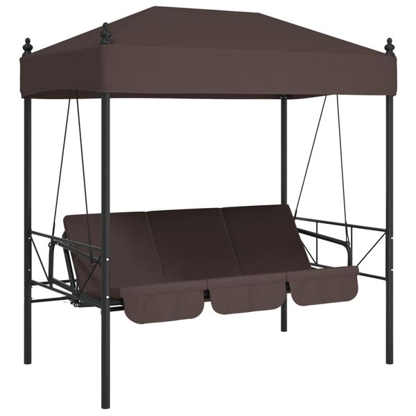 vidaXL Balancelle de jardin avec auvent marron caf&eacute; acier