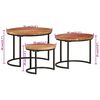 vidaXL Tables gigognes 3 pcs bois massif d'acacia