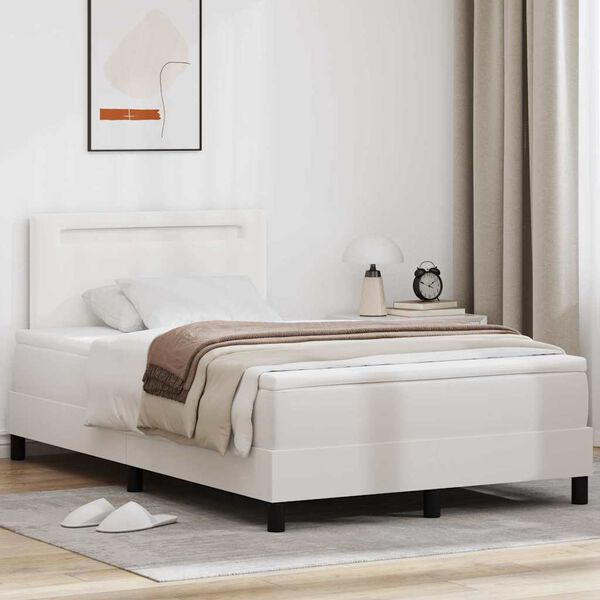 vidaXL Lit &agrave; ressorts avec matelas Blanc 120 x 200 cm Simili cuir
