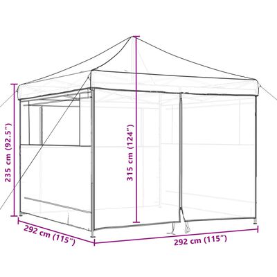 vidaXL Tente de réception pliable escamotable 4 parois latérales taupe