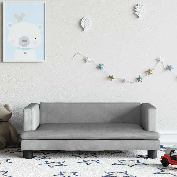 vidaXL Canap&eacute; pour enfants gris clair 80x45x30 cm velours
