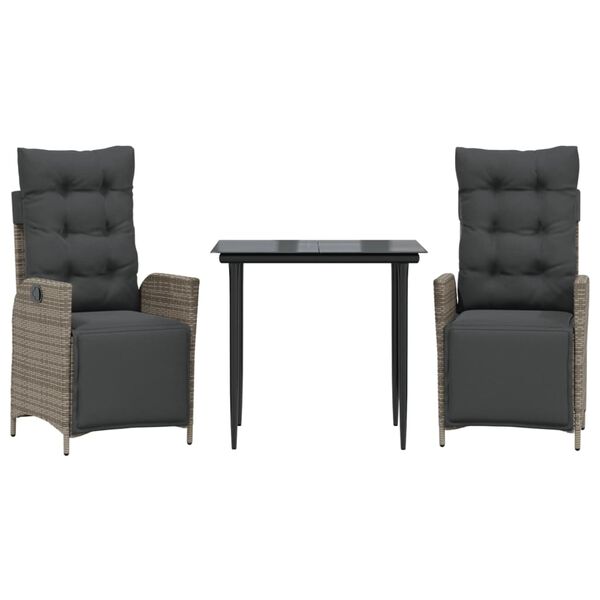vidaXL Ensemble &agrave; manger de jardin et coussins 7 pcs gris rotin
