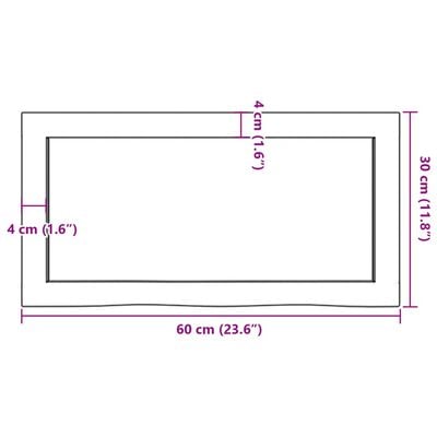vidaXL Comptoir de salle de bain marron 60x30x(2-6) cm bois traité