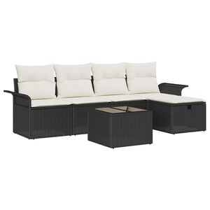 vidaXL Ensemble de canap&eacute; de jardin 6 pcs Noir et Cr&egrave;me polyrotin