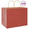 vidaXL Sacs en papier 50 pcs avec poign&eacute;es rouge 32x22x24 cm