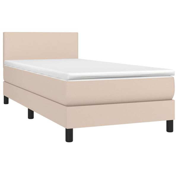 vidaXL Sommier &agrave; lattes de lit avec matelas Cappuccino 90x200 cm