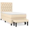 vidaXL Sommier &agrave; lattes de lit avec matelas Cr&egrave;me 80x200 cm Tissu