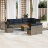vidaXL Salon de jardin 11 pcs avec coussins gris r&eacute;sine tress&eacute;e