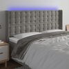 vidaXL T&ecirc;te de lit &agrave; LED Gris clair 163x16x118/128 cm Velours