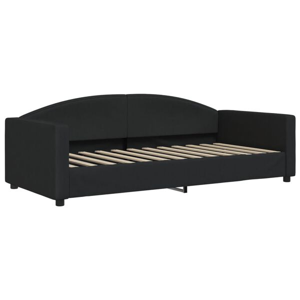 vidaXL Lit de jour avec gigogne et tiroirs noir 90x200 cm tissu