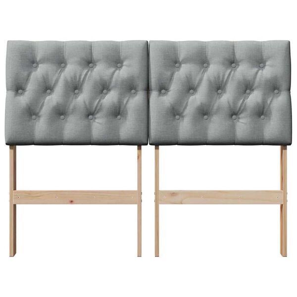 vidaXL T&ecirc;te de lit capitonn&eacute;e Gris clair 120 cm Pin massif