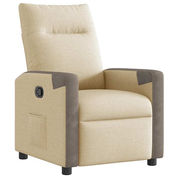 vidaXL Fauteuil inclinable Cr&egrave;me Tissu