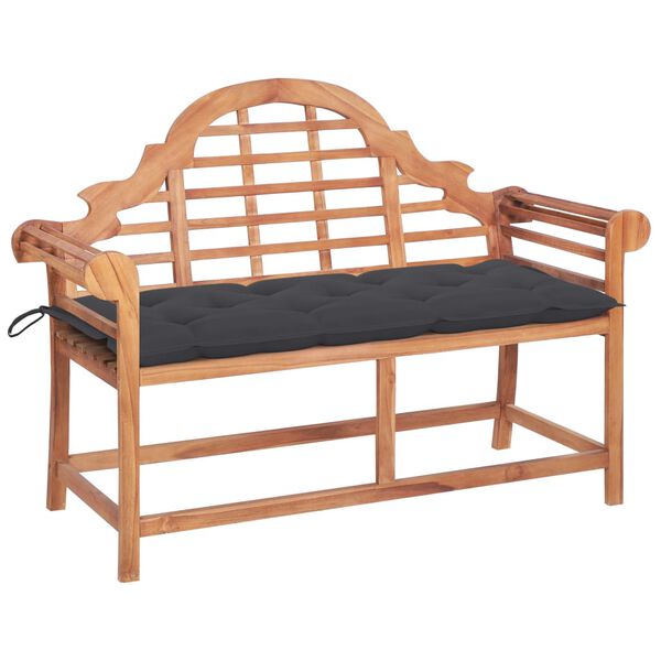 vidaXL Banc de jardin et coussin anthracite 120 cm Bois de teck massif