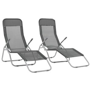 vidaXL Chaises longues pliables lot de 2 Textil&egrave;ne Anthracite