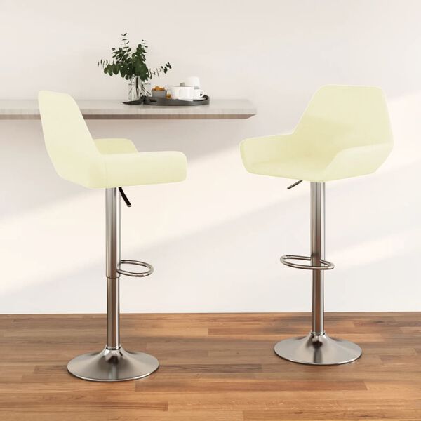 vidaXL Tabourets de bar lot de 2 cr&egrave;me tissu