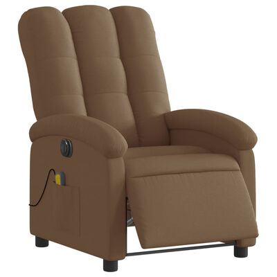 vidaXL Fauteuil inclinable de massage électrique marron tissu