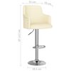 vidaXL Tabourets de bar lot de 2 cr&egrave;me tissu