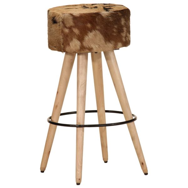 vidaXL Tabourets de bar lot de 2 cuir véritable et bois de manguier