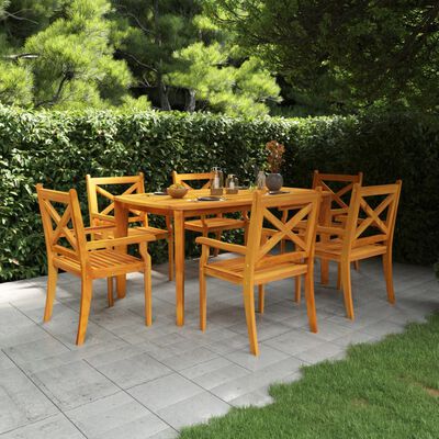 vidaXL Ensemble à manger de jardin 7 pcs Bois d'acacia solide