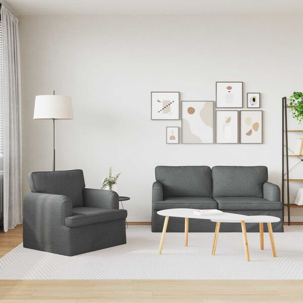 vidaXL Canap&eacute; 2 pcs Gris fonc&eacute; 162 x 80 x 85 cm tissu