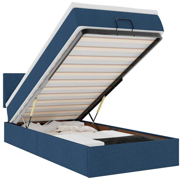 VidaXL Cadre de lit ottoman avec matelas bleu 80x200 cm tissu