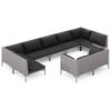 vidaXL Salon de jardin 9 pcs avec coussins R&eacute;sine tress&eacute;e Gris fonc&eacute;