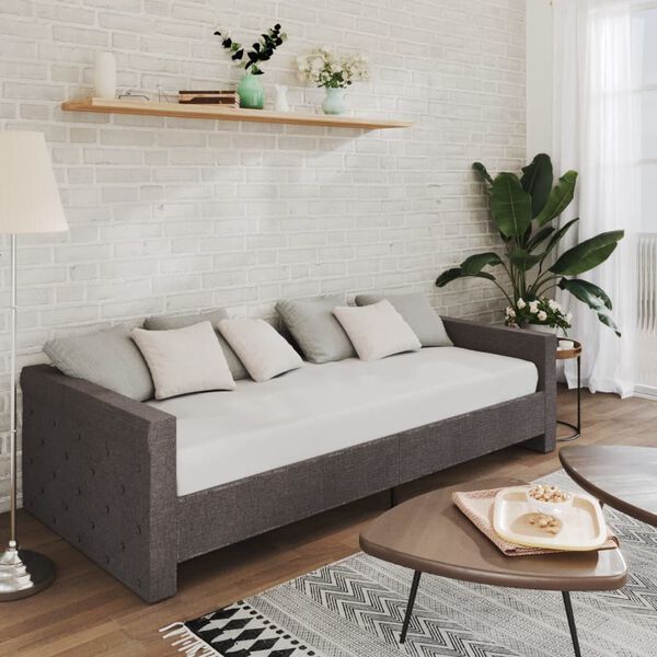 vidaXL Lit avec &eacute;clairage USB Gris fonc&eacute; Tissu 90x200 cm