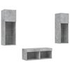 vidaXL Meuble TV muraux 4 pcs avec lumi&egrave;res LED gris b&eacute;ton