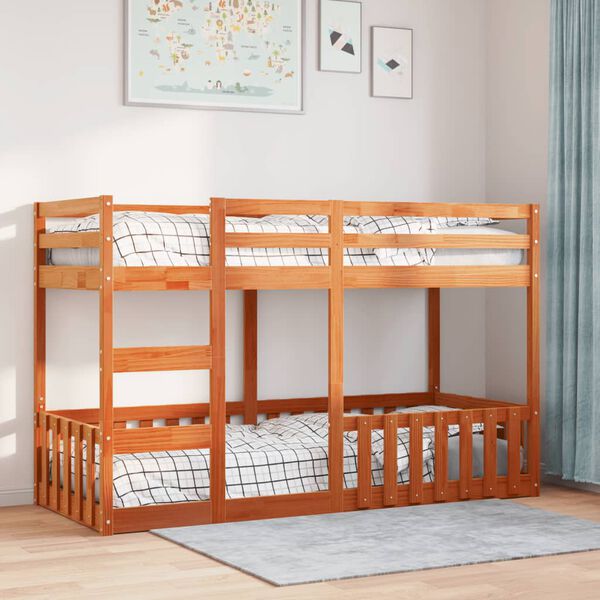 vidaXL Lit superpos&eacute; cire marron 90x190 cm bois de pin massif