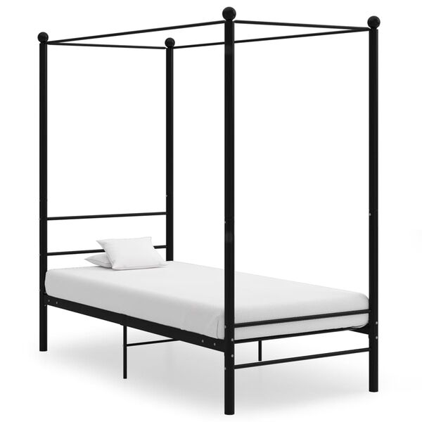 vidaXL Cadre de lit à baldaquin sans matelas noir métal 100x200 cm