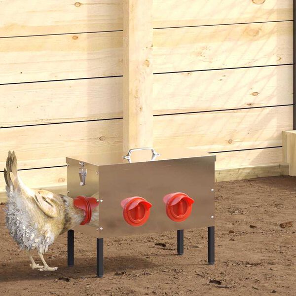 vidaXL Mangeoire pour poules 2 pcs Argent 41,5 x 20,5 x 33 cm