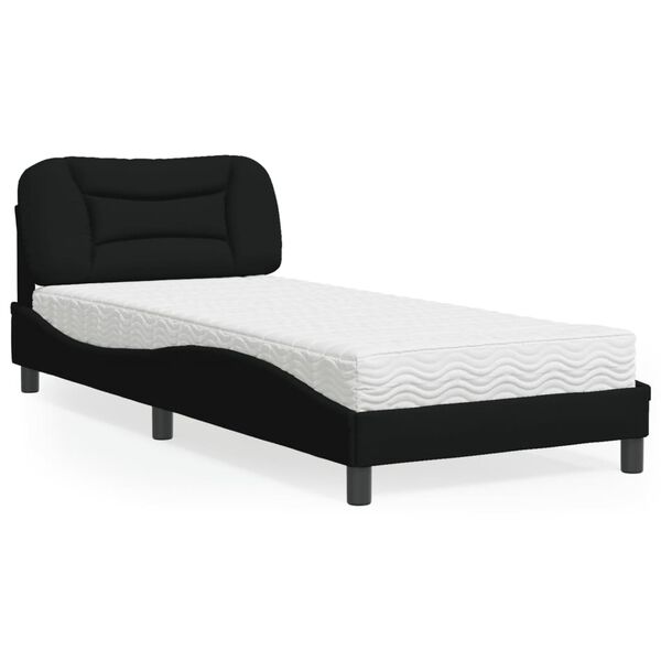 vidaXL Lit avec matelas Hvar noir 80x200 cm tissu