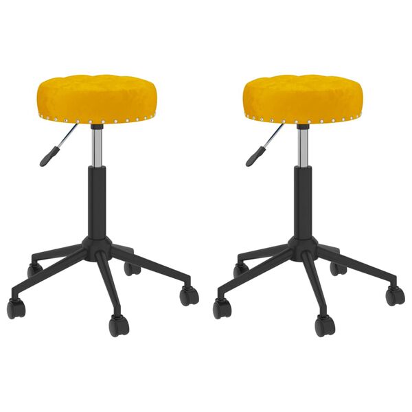 vidaXL Chaises pivotantes &agrave; manger lot de 2 jaune moutarde velours