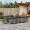 vidaXL Ensemble &agrave; manger de jardin 15 pcs coussins gris r&eacute;sine tress&eacute;e