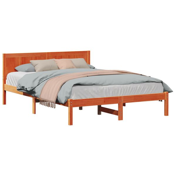 vidaXL Cadre de lit Marron 150 x 200 cm Bois de pin massif