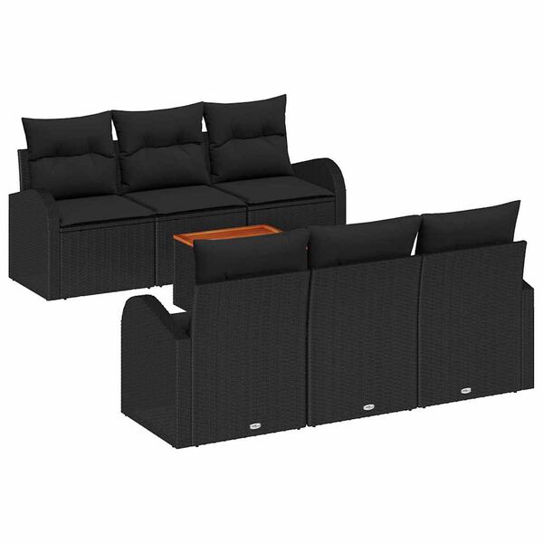 vidaXL Ensemble de canap&eacute; de jardin avec stockage 7 pcs Noir polyrotin
