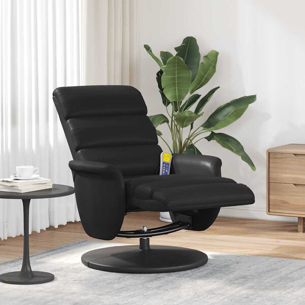vidaXL Fauteuil inclinable de massage repose-pieds noir similicuir