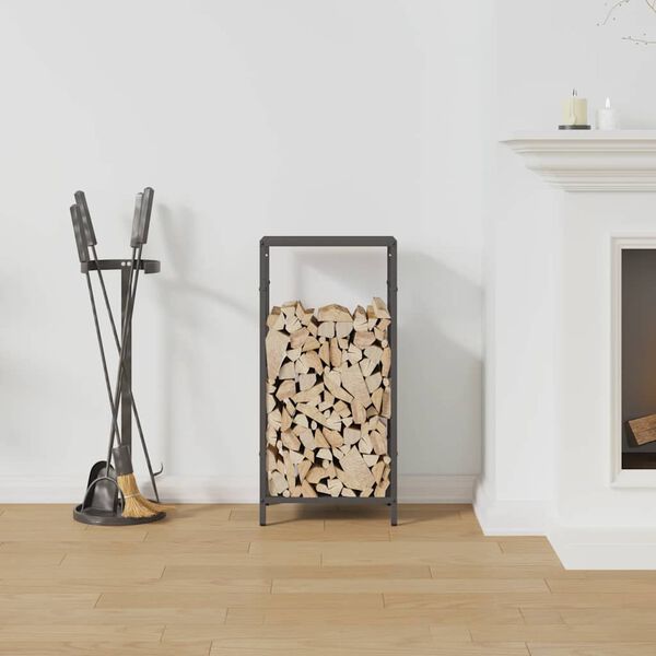 vidaXL Portant de bois chauffage noir 34x25x70 cm