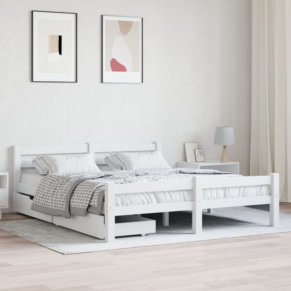 vidaXL Cadre de lit sans matelas blanc bois de pin massif 160x200 cm