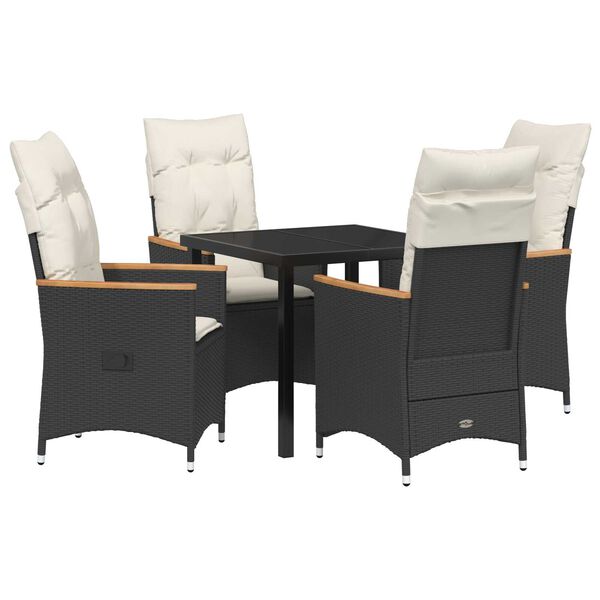 vidaXL Ensemble de salle &agrave; manger pour jardin 5 pcs Noir polyrotin