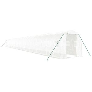 vidaXL Serre avec cadre en acier blanc 48 m&sup2; 24x2x2 m