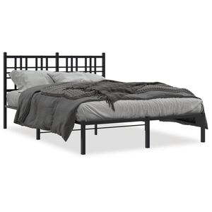 vidaXL Cadre de lit m&eacute;tal sans matelas avec t&ecirc;te de lit noir 120x190cm